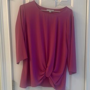 Dana Buchman Magenta Knot Front Blouse